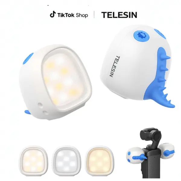 TELESIN  Magnetic LED Fill Light for Xtra Muse,DJI Osmo Pocket 3/4/4Pro,3 Level Adjustable Brightness, USB C Rechargeable Auxiliary Light with 12H Battery Life for Selfie Vlog Video Recording