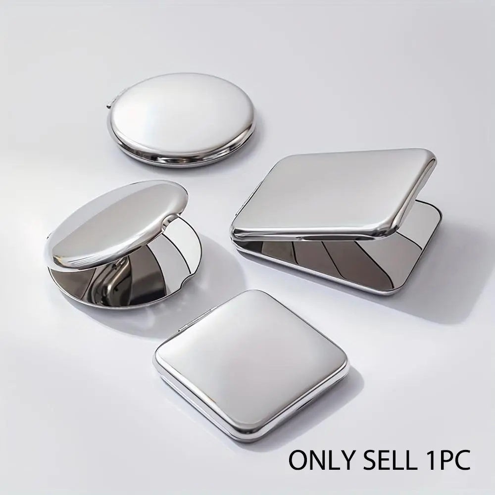 1pc Portable Stainless Steel Pocket Makeup Mirror Travel Drop-resistant, Handheld Small Vanity Mirror Cute for Woman - Travel & Daily Use