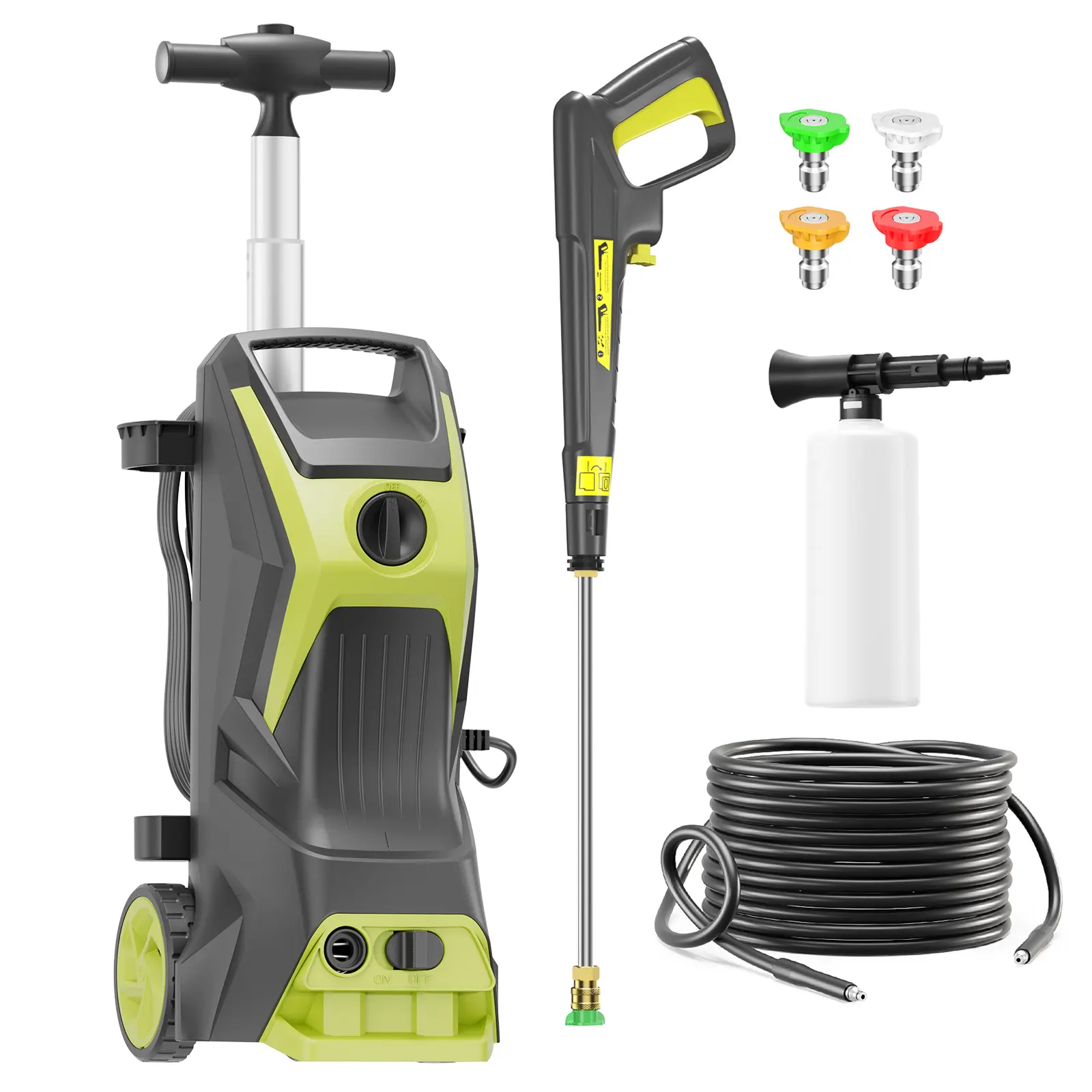 Electric Pressure Washer, 5350PSI MAX 3.7GPM, All-Around Surface Cleaning, Multi-Purpose Performance, 4 Spray Nozzles, 500ML Foam Cannon, Stainless Steel Lance, Total Stop System for Car, Driveway, Home Cleaning