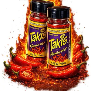 Takis Flamin' Hot Seasoning Dust 90 gr 2 Pack- Flavoring Dust for Fruit, Popcorn, Corn, Chamoy, Polvo De Takis Fuego, Chili Powder & Wing Seasoning