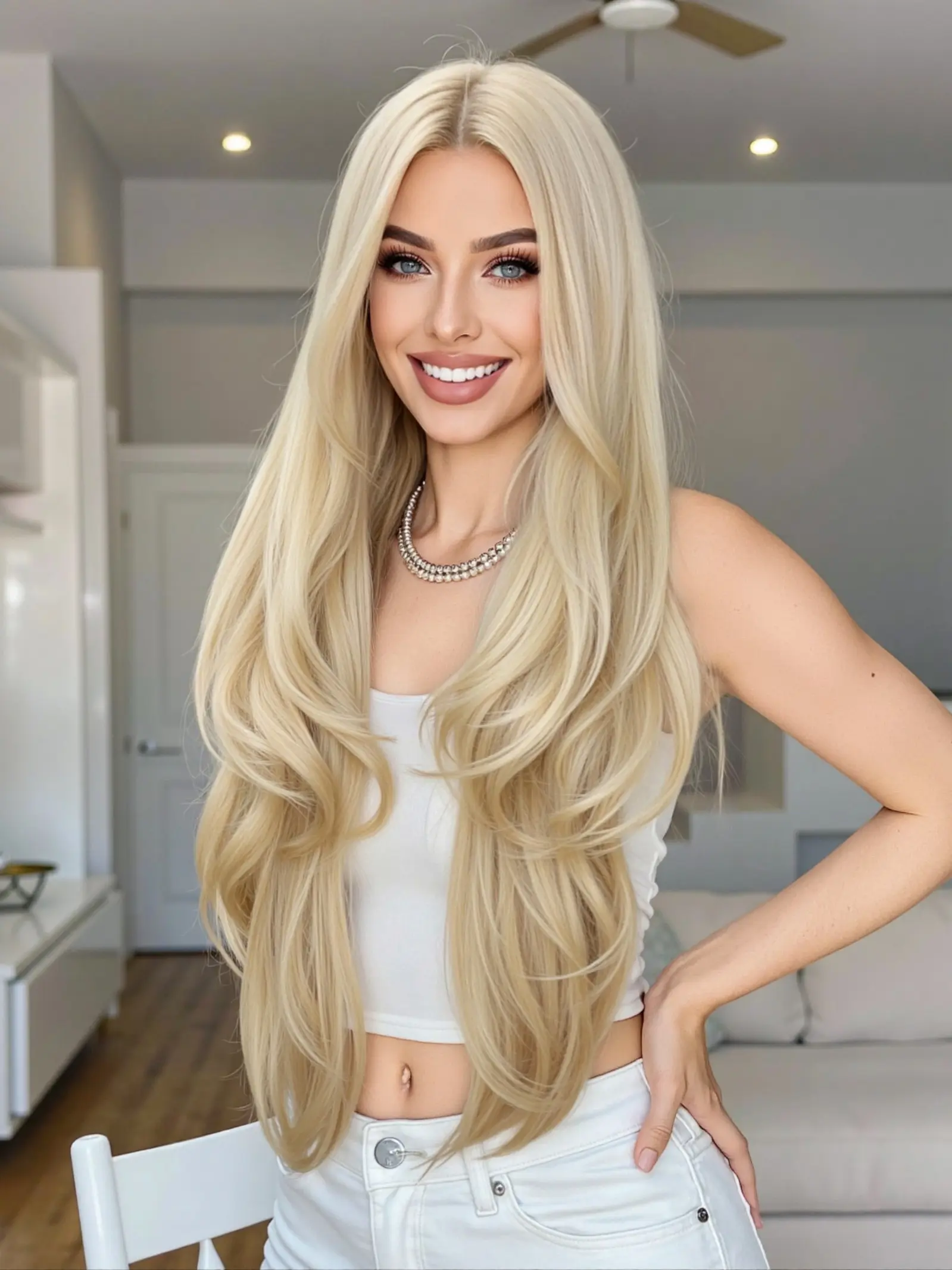 Women's Wig, 32 Inch Heat Resistant Synthetic Fiber Wig, Fluffy Natural Look, Suitable for Daily Use and Parties, Durable Design