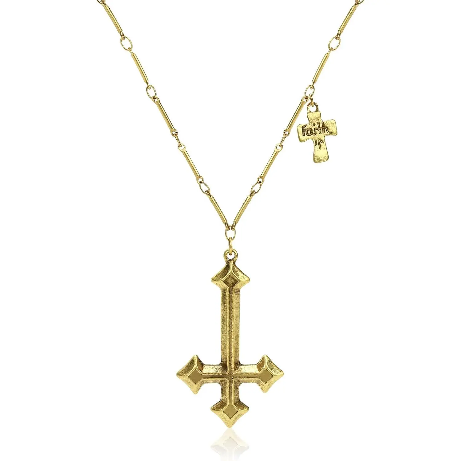 Satanic Inverted Cross Necklace: Gothic Upside Down Cross Faith Pendant Necklace Satanic Jewelry Christmas Gifts for Women Men