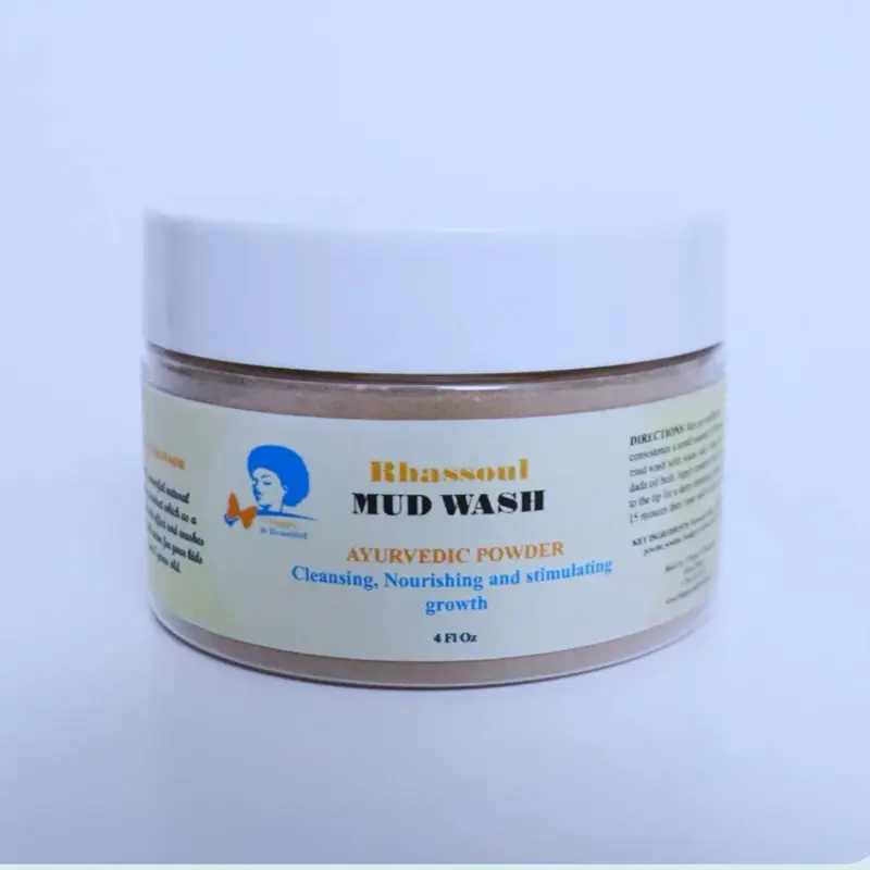 Kids shampoo powder made with mud and herbs. To clean to hair and detox the scalp. 4 oz container to mixte with Kids marabou oil and water