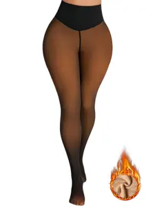 Women's Fall Winter Fleece Lined Warm Transparent Tight Pants Stockings, High Waisted Butt Lift, Slim Fit, Sporty Style Women Pantyhose