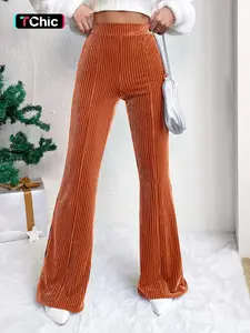 Women's Plain High Waist Flare Leg Pants, Casual Comfy Bell Bottom Trousers for Daily Wear, Ladies Bottoms for All Seasons, Womenswear