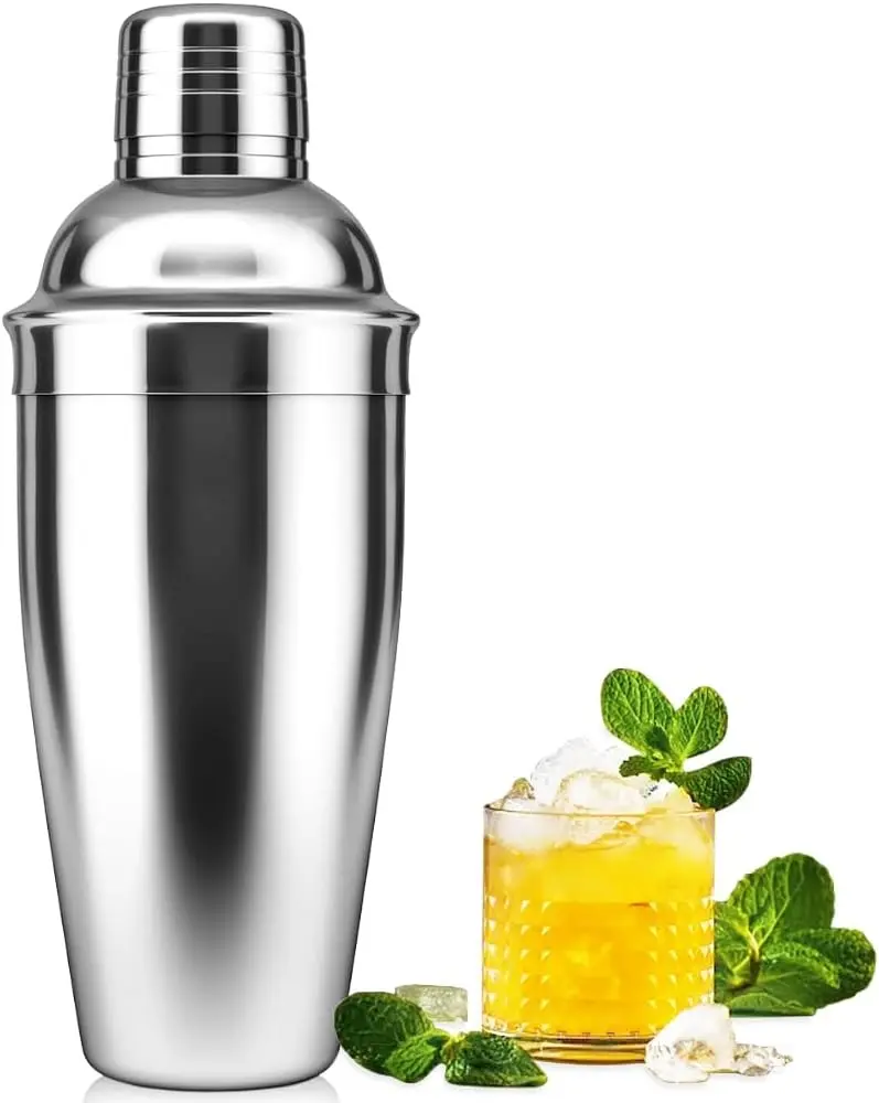 24oz Stainless Steel Professional Cocktail Shaker with Built-in Strainer, Classic Bar Utensil & Home Bar Accessory – Easy Drink Mixer for Margaritas, Utensils, Home Bar Accessories