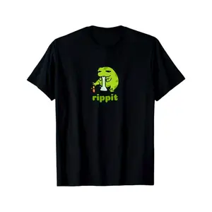 TLXT funny shirts for men Rippit Stoner Frog Smoker Theme Men and Women T-shirt, S-XXXL% Cotton, Friend Gift,, Black Adult unisex T-shirt