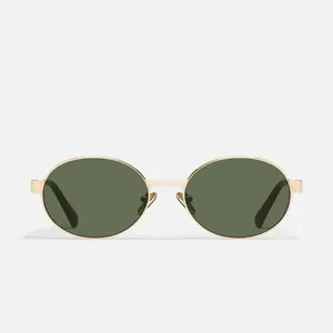 QUAY AUSTRALIA ANYWAYS Narrow Metal Sunglasses with Tapered Arms and Chic Details Gold Oval Adjustable Sunglass for Women