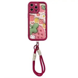 TK's New iPhone 11-15 Protective Case with Hanging Rope - Shockproof & Durable Phone Casing with Personalized Lanyard for Secure Carrying Protection Smartphone Cover Cellphone