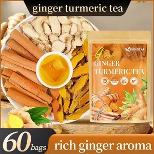 60bags Turmeric  Herbal Anti-Inflammatory ,100% natural, eco-friendly  bags.Contains turmeric,ginger,and cinnamon.keto-friendly,sugar-free,caffeine-free,gluten-free,vegan healthy beverage,Digestive ,good herbal remedy self care