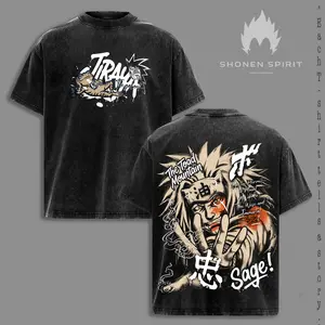 Jiraiya – Naruto Shippuden Vintage Washed T-Shirt, Legendary Sannin Anime Graphic Tee, Sage Mode Oversized Heavyweight Cotton
