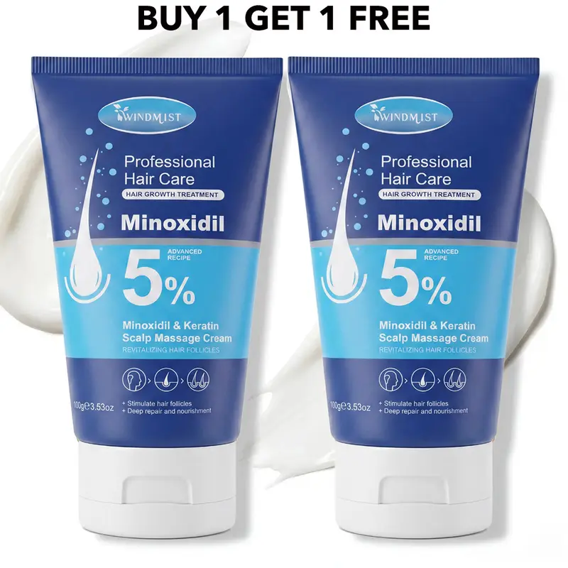 BUY 1 GET 1 FREE]Minoxidil 5% & Keratin Scalp Massage Cream for Hair Growth Treatment Anti Hair Loss Fast Regrowth Serum Scalp Nourishing Strengthening Essence Haircare