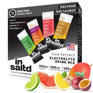 Insaltd High-Potency Electrolyte Drink Mix - 12 Sticks Variety Pack 4 different flavors hydration drink electrolyte drink electrolyte powder Beverage Energy