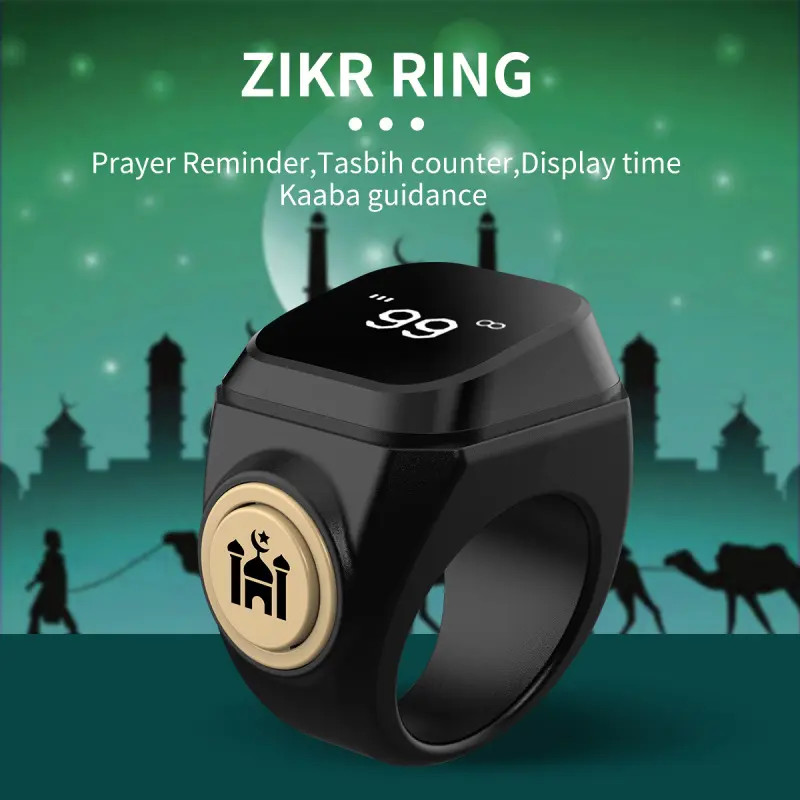 Smart Prayer Beads Ring with Timer, APP-Connected and Waterproof Electronic Counter, Ideal for Muslim Prayers and Daily Worship