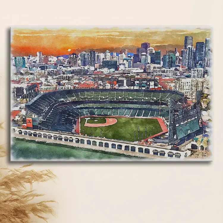 Oracle Park WaterColor, San Francisco California Baseball Watercolor, Sport Art, Gifts for him, Poster Print Wall Art - No Frame