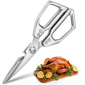 Japanese Kitchen Scissors, Multi-Functional Poultry Shears, Stainless Steel Cooking Aid, Dishwasher Safe, for Chicken Wings, Bones, Meat, Fish, Vegetables