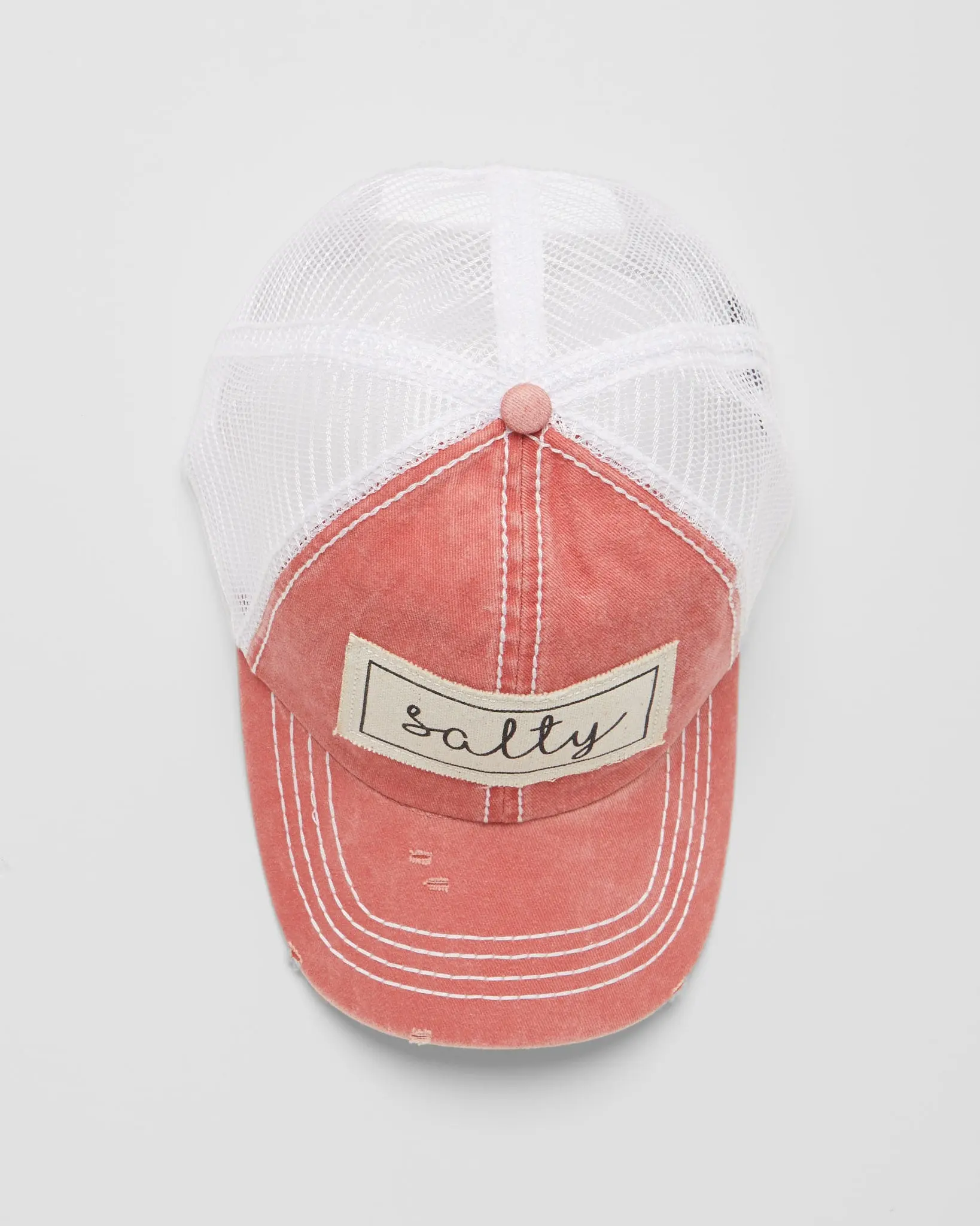 Salty Baseball Cap with Front Patch, Ventilated Mesh Back