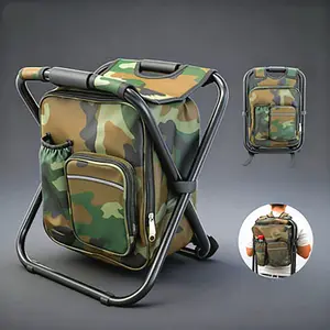 Portable Camping Chair Backpack, Foldable Backpack Chair,Detachable Storage Pockets, Lightweight Heavy-Duty Backpack Stool for  Fishing, Camping and Outdoor Activities