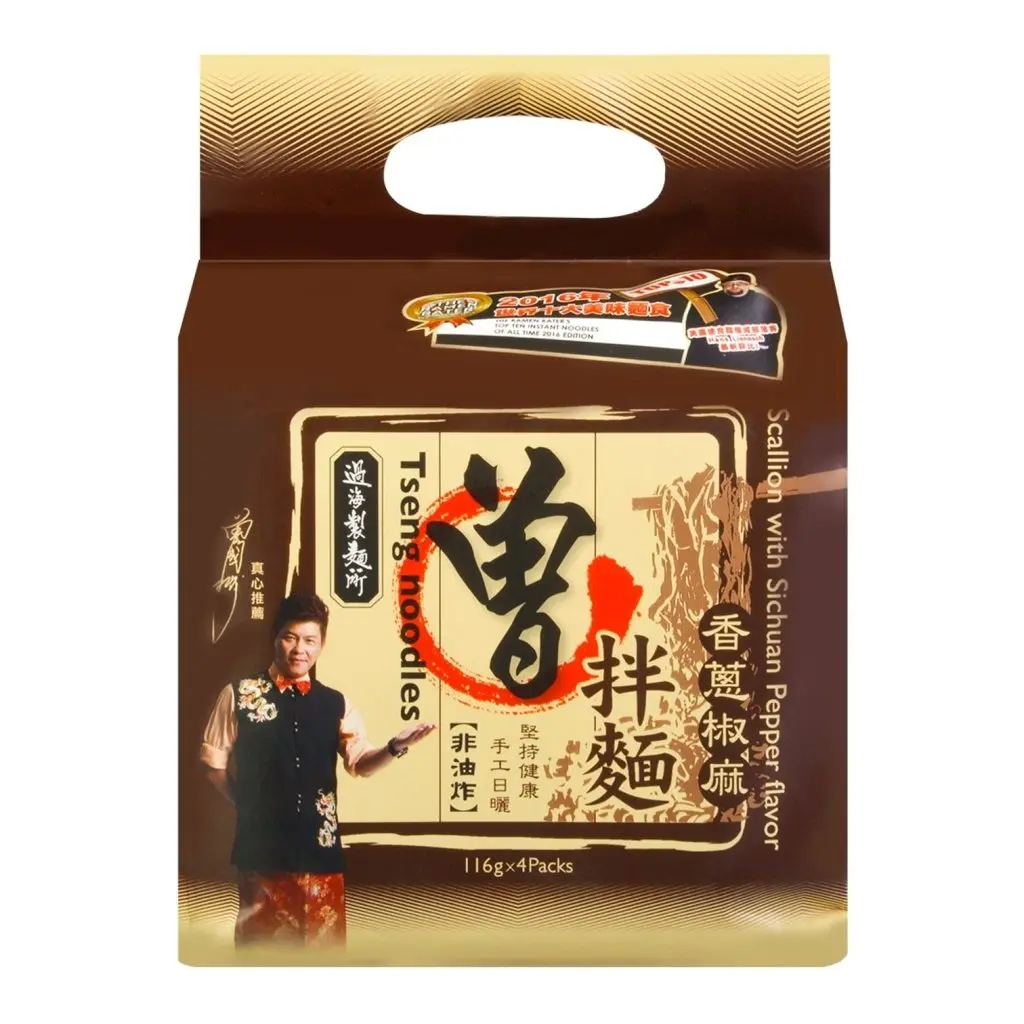 Pami Zeng Ambient Instant Noodles with Savory Scallions & Sichuan Numbing Spice Sauce, 4-Pack (464g, 6-Month Shelf Life, Contains Soy)