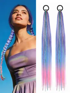 2Pcs Colorful Ponytail Hair Extensions, 26 Inch Long Elastic Hair Ties for Easy Styling, Soft Synthetic Hair Pieces for Everyday Look, Perfect for Daily, Party, Festival Use, Synthetic Hairpieces