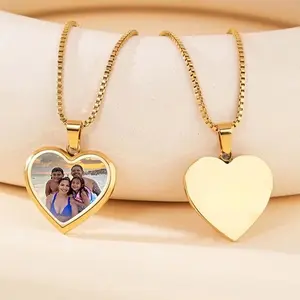 Heart Necklace with Photo - Stainless Steel