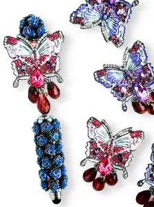 Creative Butterfly Crystal Pendant Jewelry, DIY Birthday Gift, Handmade Bead Pen Chain Keychain Car Hanging Indoor Decor, Butterfly Pendant Necklace, Bling Necklace