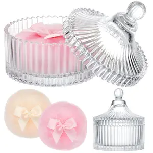 Large Body Powder Puff and Container Set - 3PCS Soft Washable Reusable Velour Face Body Glitter Puffs for Wet Dry Makeup Application,Mother's Day Gifts.
