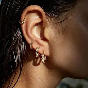 【Mother’s Day Gift】14K Gold-Plated Hoop Earrings Gold Plated Earring Set Rhinestone Cubic Zirconia Hoop Earrings Chunky Small Gold-Plated Hoops Huggie Earring for Women Gold Jewelry for Woman，Birthdays Anniversaries