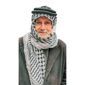 Original White & Black Palestinian Nabulsi Kuffiya Scarf - Made in Palestine