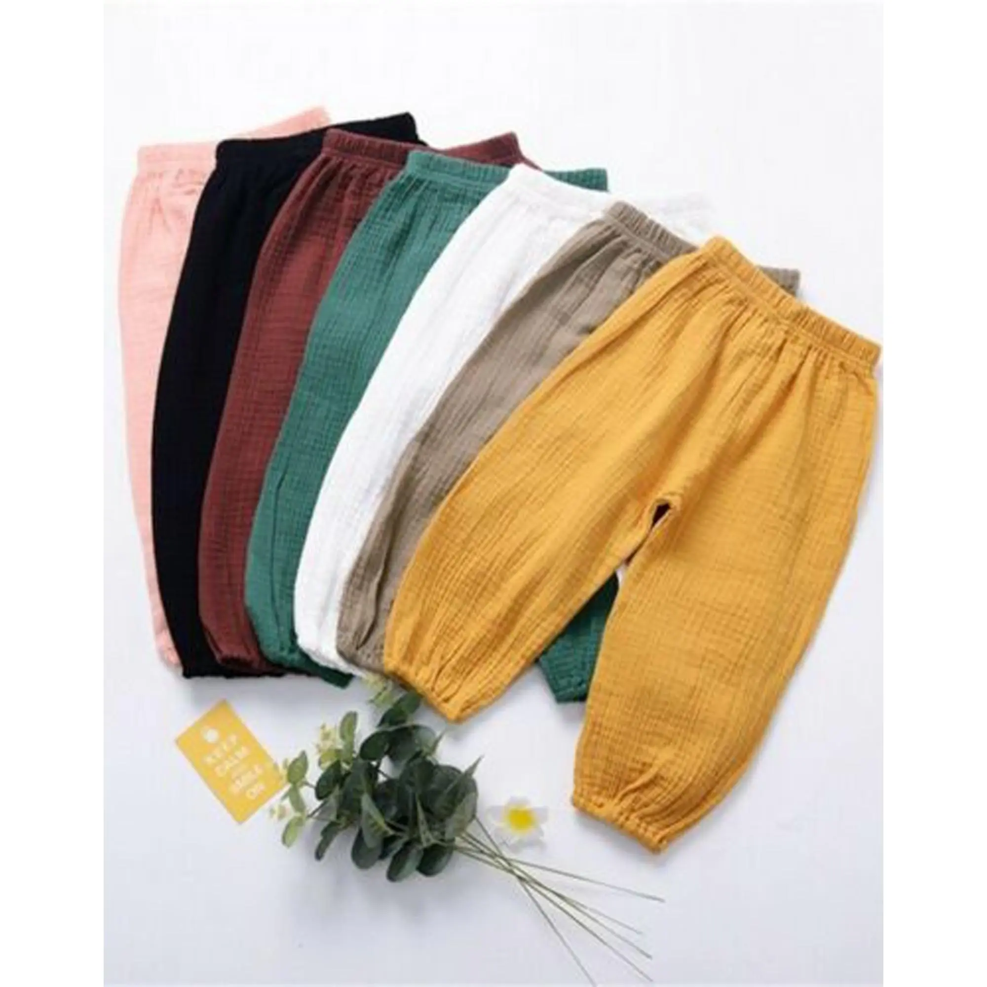 Toddler Baby Boy Girl Cotton Linen Joggers Pants Hippie Harem Pants Cargo Infant Sweatpants Sweat Long Pants