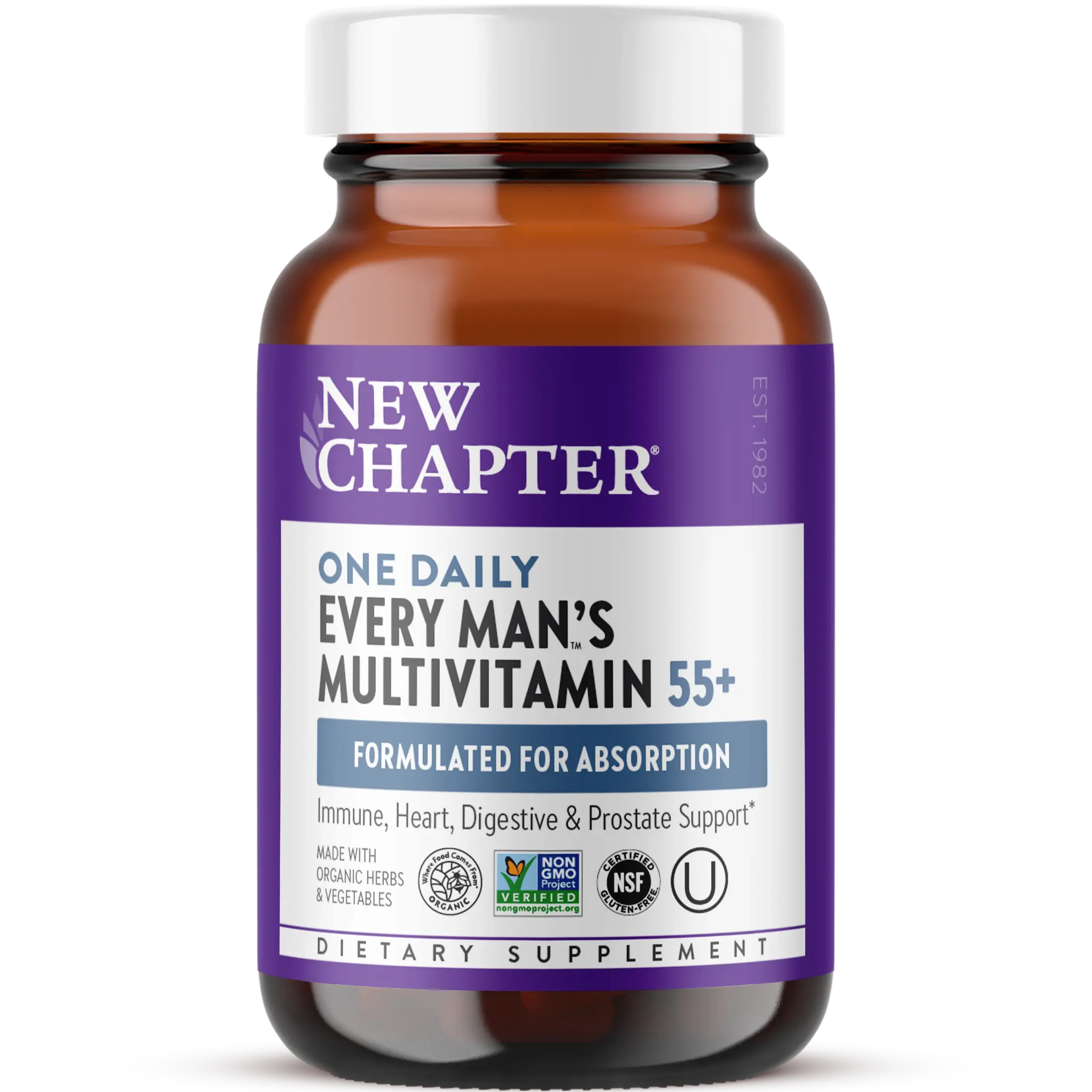 New Chapter Every Man's One Daily 55+ Multivitamin |  Vitamins for Men 50 plus + Brain, Heart, Digestive, Prostate & Immune Support with 20+ Nutrients + Astaxanthin - 30ct