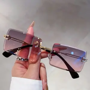 Unisex Rimless Square Gradient Sunglasses