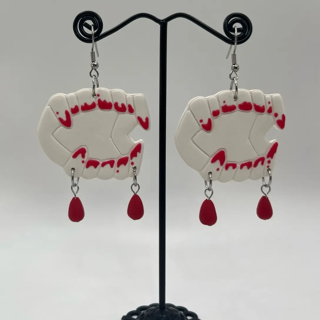 Halloween Bloody vampire teeth, toy earrings