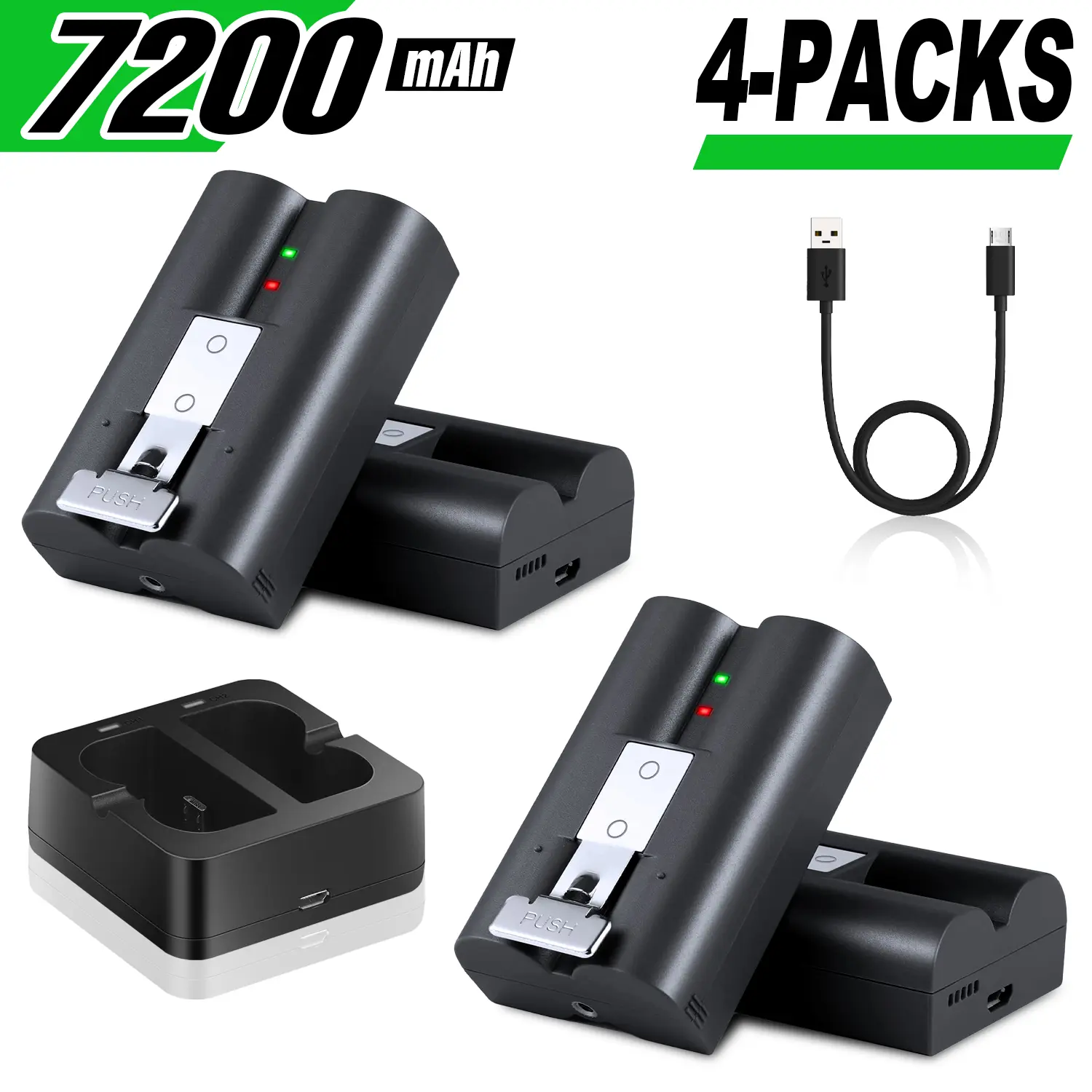 Stop Low Battery! 2-Pack 7200mAh Lithium-Ion Batteries Compatible with Ring Video Doorbell Gen 2/3/3+/4 & Home Security Cams - Fast Charge, Safe FCC/CE/RoHS