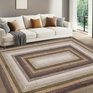 Garvee Braided Washable Area Rugs and Hallway Runners in Various Sizes and Earthy Tones with Non-Slip Rubber Backing, Stain Resistance, and Rustic Farmhouse Designs for Living Rooms, Bedrooms, Kitchens, and Entryways