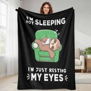 Sloth Flannel Fleece Blanket  Funny I'm Not Sleeping I'm Just Resting My Eyes Print  UltraSoft Cozy Warm Lightweight Blanket for Couch Sofa Bed Home Decor  Perfect for Lazy Days  Movie Nights  Relaxing Gift  Birthday Presents summerwins