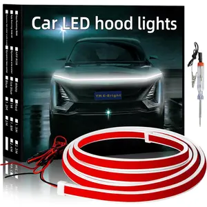 LED Hood Light Strip Exterior Car LED Strip Light Waterproof Flexible DRL Dynamic Scan Start Up Hoodbeam Kit Daytime Running Lights for Car Truck SUV 12V 59inch White 1 Set
