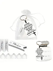 30-Piece Bible Cross Design Keychains Set, Includes 10 Keychains, 10 Thank You Cards, 10 Gift Bags, Religious Gifts for All Occasions