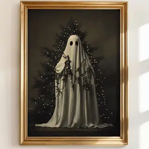 Spooky Christmas Poster , Christmas Ghost Printable Wall Art, Goth Christmas Decor