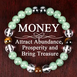 Money Attraction Crystal Bracelet Aventurine & Tiger Eye for Abundance Prosperity Unisex Energy Boost Abundance Properties