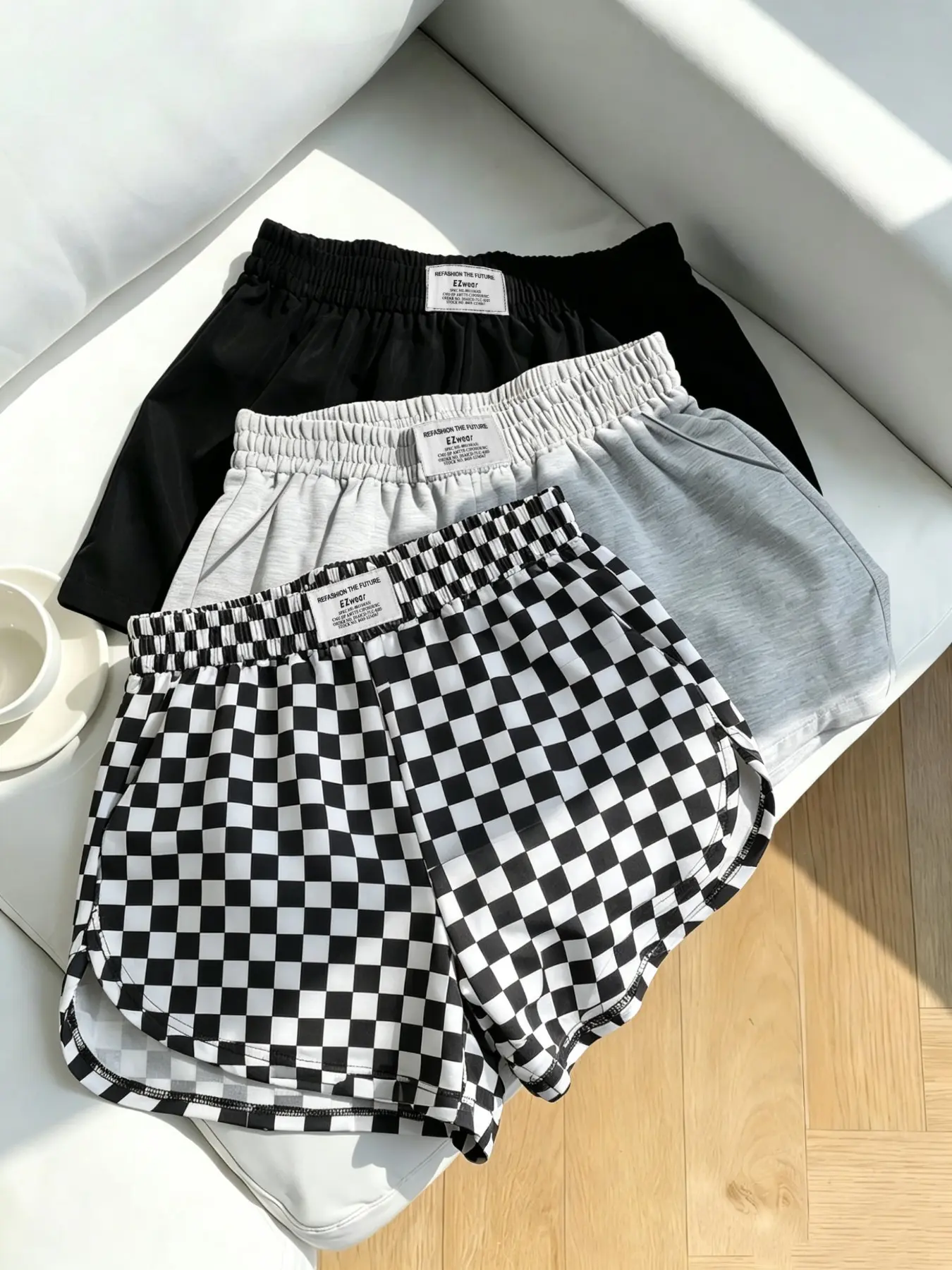 Women's Casual Loose Fit Shorts, Elastic Waist Camo Print and Solid Color, Summer All-Season Versatile Pants, 3 Piece Set