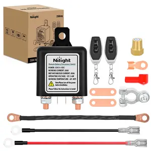 Nilight Remote Battery Disconnect Switch 12V 250A Car Anti-Theft Kill Switches Upgrade Prevent Power Drain with Wireless Remote Control Relay Fobs Black Negative Cable for Auto Truck RV Boat