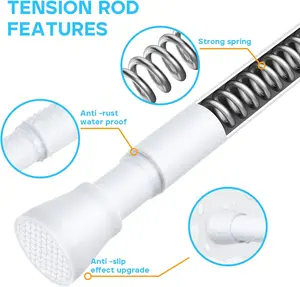 2/4 pcs Telescopic Retractable No Drill Tension Curtain Rod Shower Curtain Rod Kitchen Rod for Hanging Cloths Kitchen Utensils – Adjustable, Durable, and Easy to Install