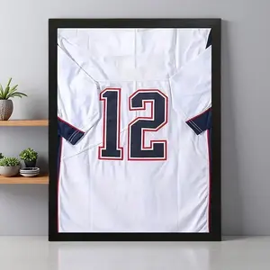 Minimalist Black Jersey Display Case for Football and Basketball Memorabilia Decor