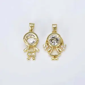 Girl and boy pendant gold plated 14 k
