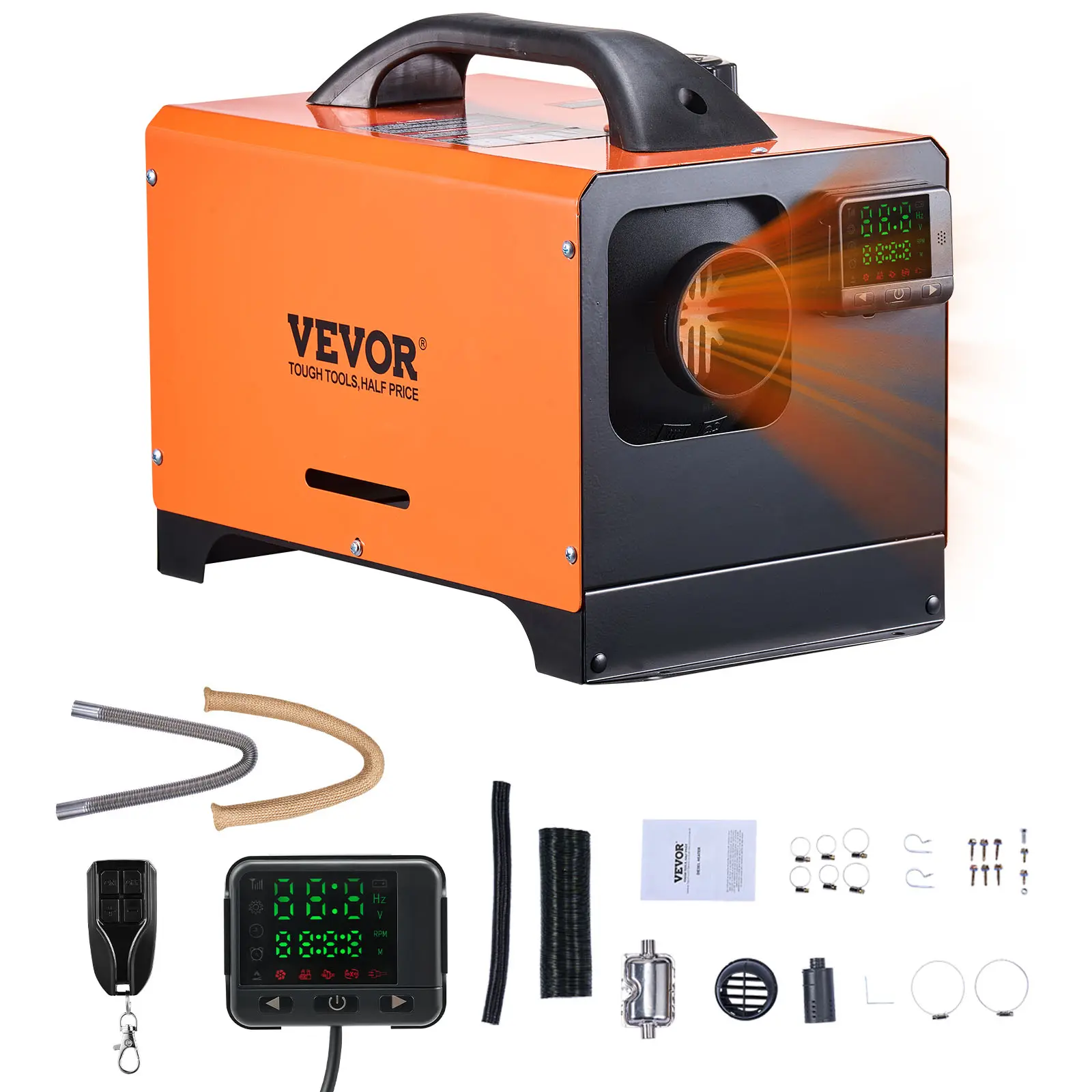 【Summerfinds】VEVOR Diesel Air Heater,8 kW DC12-24VFast Heating Diesel Parking Heater with Remote Control and Square Color Digital DisplayLow NoiseVoice Announcementfor RVTruckCamperBoat and Trailer