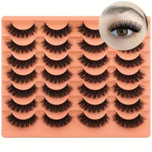 14 Pairs Thick Fluffy Eyelashes False Lashes Natural Wispy Fake Eyelashes Fake Lashes D Curl Strip Lashes Pack Cosmetic Beginner Friendly Eyelashes