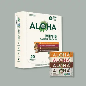ALOHA - Mini Protein Bar Sampler - Variety Pack - 20-count - 6g of plant-based protein - 2g of sugar or less