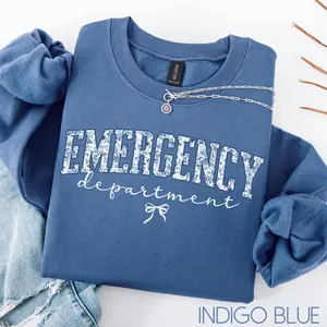 Coquette Emergency Department T-Shirt OR sweatshirt , Er Nurse Shirt,  Er Nurse tee, Emergency Nurse Gift, Ed Nurse , Er Nurse Cotton Fabric Crewneck Womenswear