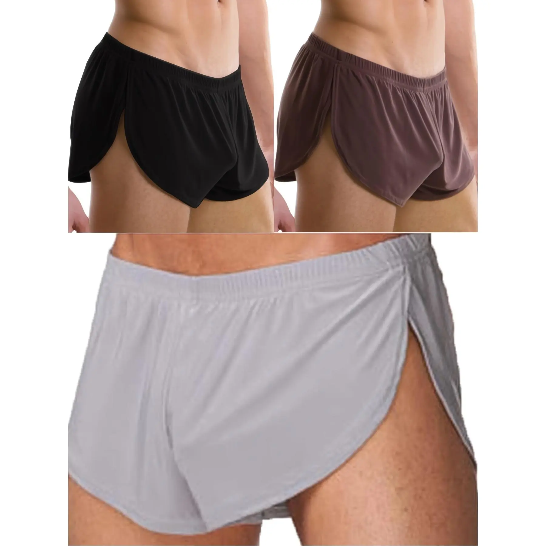 Men's 3-Pack Boxer Underwear - Soft, Breathable Stretch Spandex Fabric, Casual & Gym Styles: Trunks, Briefs, G-String, Lace Boxers, Jockstrap Dance Belts, Sag Dancer Waistband Pants (Mix-Color)